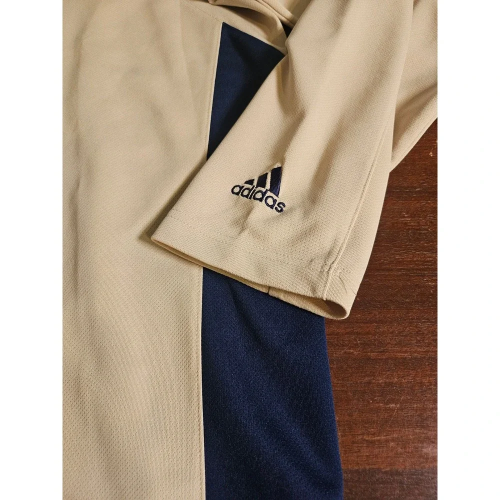 Adidas Notre Dame Fighting Irish Pullover Mens 2XL Tan Navy 1/4 Zip Climalite